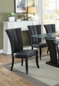 Black Faux Leather Set of 2 Dining Room Chairs