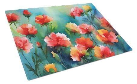 NEW Ohio Scarlet Carnations in Watercolor Glass Cutting Board Decorative Tempered Glass Kitchen Cutting and Serving Board Large Size Chopping Board
