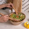 Acacia Salad Servers 11 Inch Wooden Spoon Handcrafted Kitchen Utensils for Mixing Tossing Cooking 2 Piece Set Natural