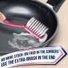Red Dish Brush Set of 3 with Bottle Water Brush Dish Scrub Brush and Scrubber Brush for Kitchen Ergonomic Non Slip Long Handle