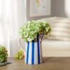 8.5" Blue Stripe Ceramic Pitcher Vase
