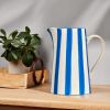 8.5" Blue Stripe Ceramic Pitcher Vase