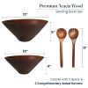 Wooden Bowls Set with Wooden Spoons Acacia Wood Soup Bowls with Servers Food safe Decorative Bowls for Home & Party Cute Bowls for Dips Sauce Ice crea