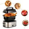 20 QT Silver Chicken Turkey Roaster Electric Roasting Pan With Lid See-through Glass